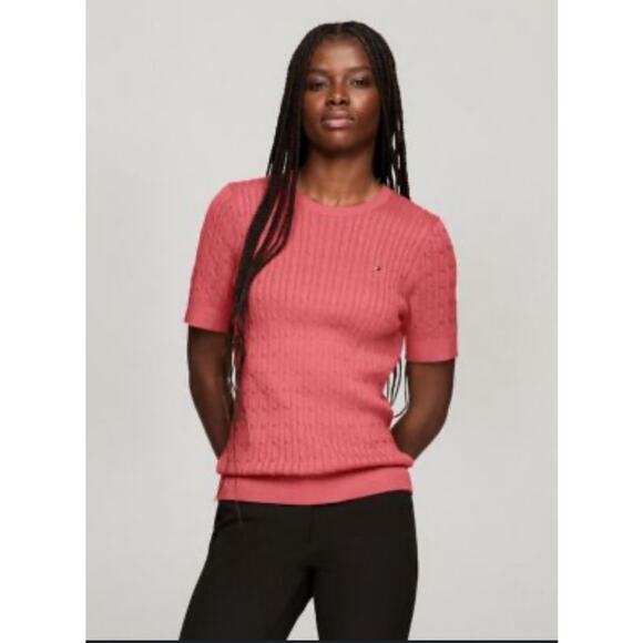 Tommy Hilfiger Short Sleeve Cable Knit Sweater US Women's XXL Plus - Picture 1 of 7